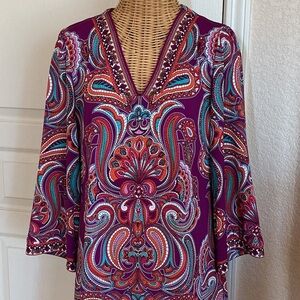 Laundry By Shelli Segal Magenta Paisley Midi Dress